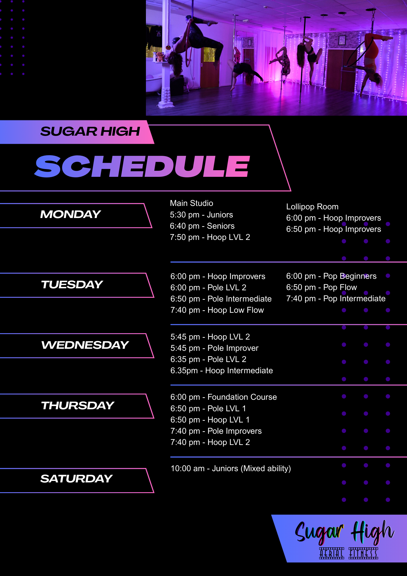 Sugar High Timetable (Foundation)